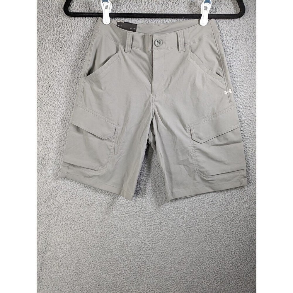 Under Armour Shorts Mens 28 (Actual 26x10) Storm Fish Hunter Cargo Nylon Gray